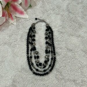 Multi-Strand Black Bead Necklace - Women Jewelry